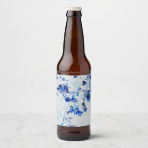 Modern, trendy art of floral / flower pattern beer bottle label
