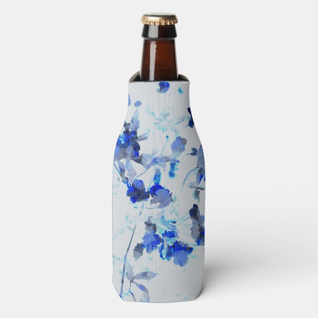 Modern, trendy art of floral / flower pattern bottle cooler (Bottle Front)
