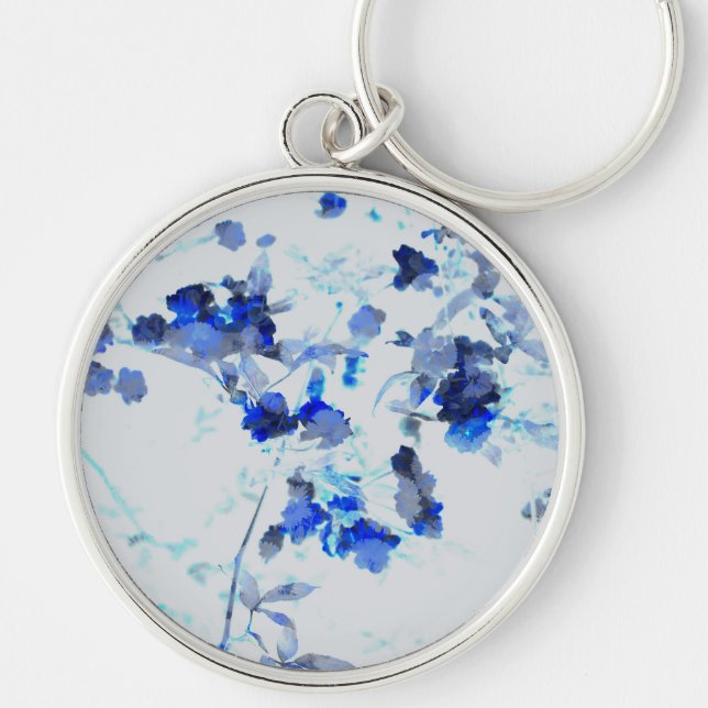 Modern, trendy art of floral / flower pattern key ring (Front)