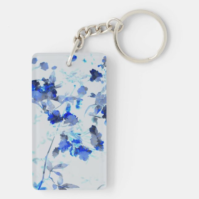 Modern, trendy art of floral / flower pattern key ring (Back)