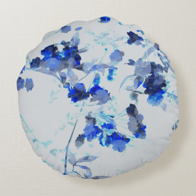 Modern, trendy art of floral / flower pattern round cushion (Back)