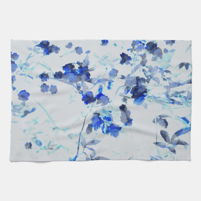 Modern, trendy art of floral / flower pattern tea towel (Horizontal)