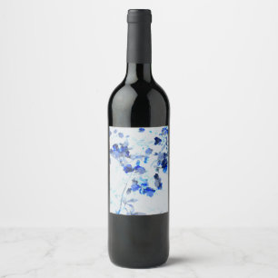 Modern, trendy art of floral / flower pattern wine label