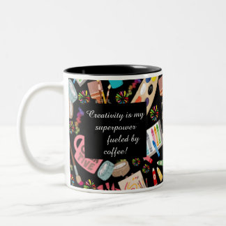 modern Trendy  Art Supplies pattern for Artists Two-Tone Coffee Mug