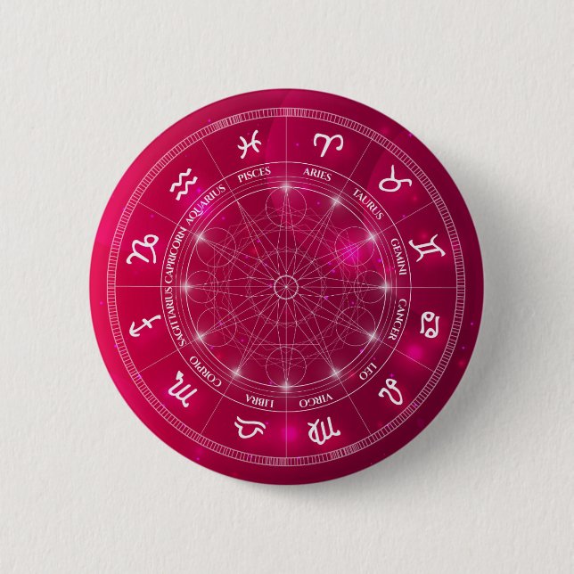 Modern trendy Astrology wheel Zodiac 6 Cm Round Badge (Front)