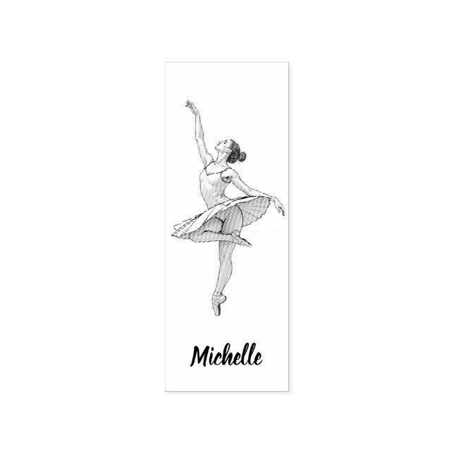 Modern Trendy Ballerina Ballet Dance Personalised  Rubber Stamp (Imprint)