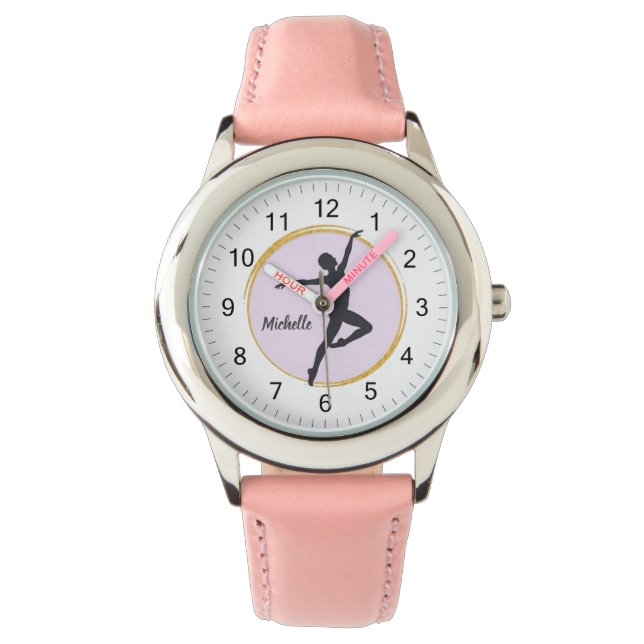 Modern Trendy Ballerina Ballet Dance Personalised Watch (Front)