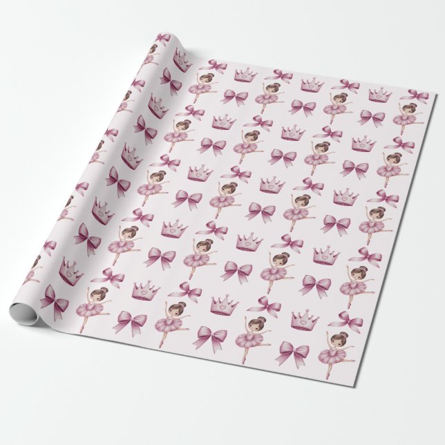 Modern Trendy Ballet Ballerina Pink Pattern        Wrapping Paper (Unrolled)