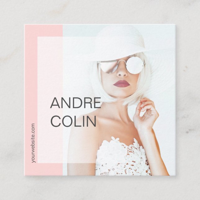 Modern & Trendy Beauty & Fashion Photo Square Business Card (Front)
