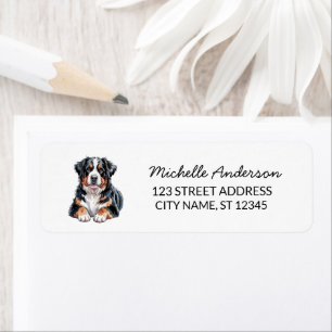 Modern Trendy Bernese Mountain Dog Return Address Return Address Label