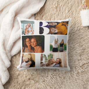 Modern Trendy BFF Best Friend Chic Photo Collage Cushion