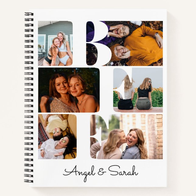 Modern Trendy BFF Best Friend Chic Photo Collage Notebook (Front)