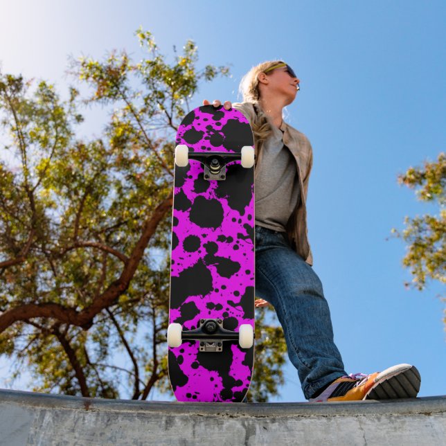 Modern Trendy Black and Pink Skateboard (Outdoor 1)