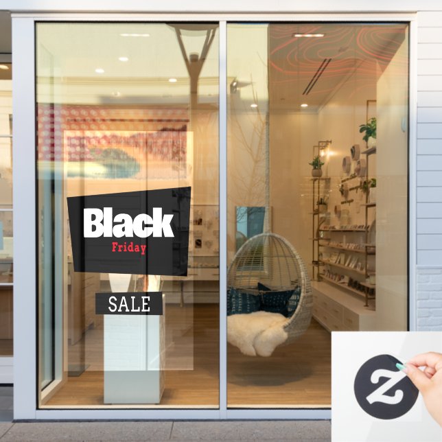 Modern Trendy Black Friday Red & Black Store Sign (Store Window)