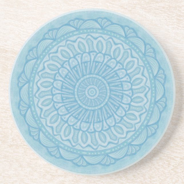 Modern trendy blue and turquoise boho design coaster (Front)