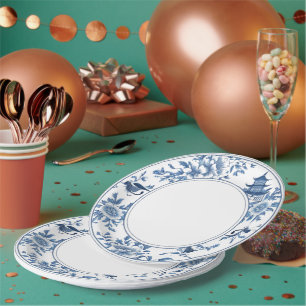 Modern trendy Blue and White Porcelain chinoiserie Paper Plate