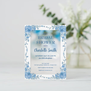 Modern trendy Blue chinoiserie  bridal shower Postcard
