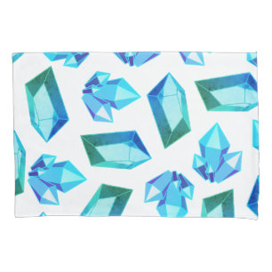 Modern Trendy Blue & Green Geode Gemstones Pillowcase