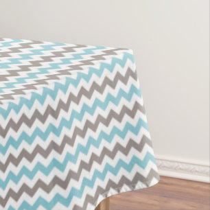 Modern Trendy Blue Grey Chevron Pattern Tablecloth