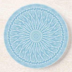 Modern trendy blue white and turquoise boho design coaster