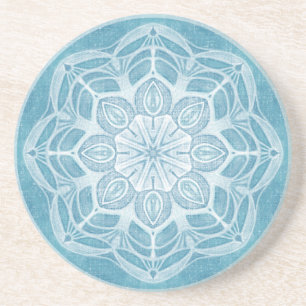 Modern trendy blue white and turquoise boho design coaster