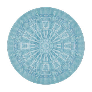 Modern trendy blue white and turquoise boho design cutting board