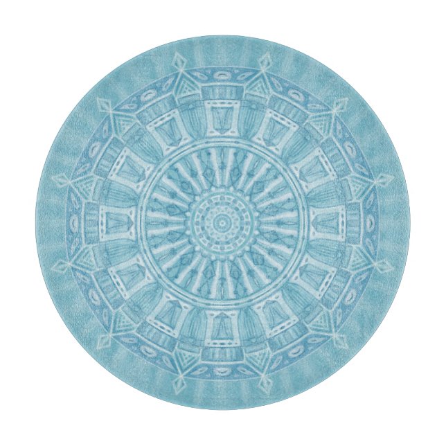Modern trendy blue white and turquoise boho design cutting board (Front)