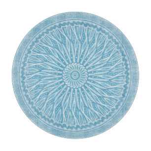 Modern trendy blue white and turquoise boho design cutting board