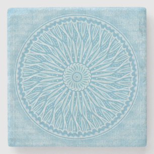 Modern trendy blue white and turquoise boho design stone coaster