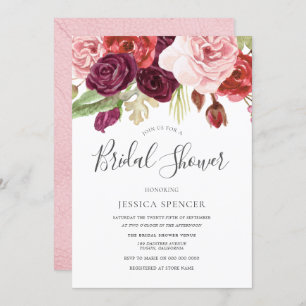 Modern Trendy Blush Floral Bridal Shower Invite
