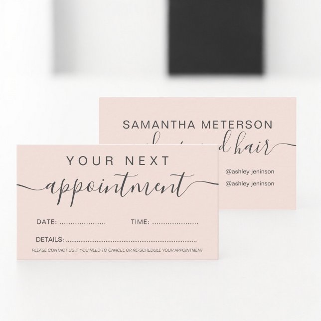 Modern trendy blush pink  ombre professional appointment card (Modern trendy blush pink ombre professional appointment card)