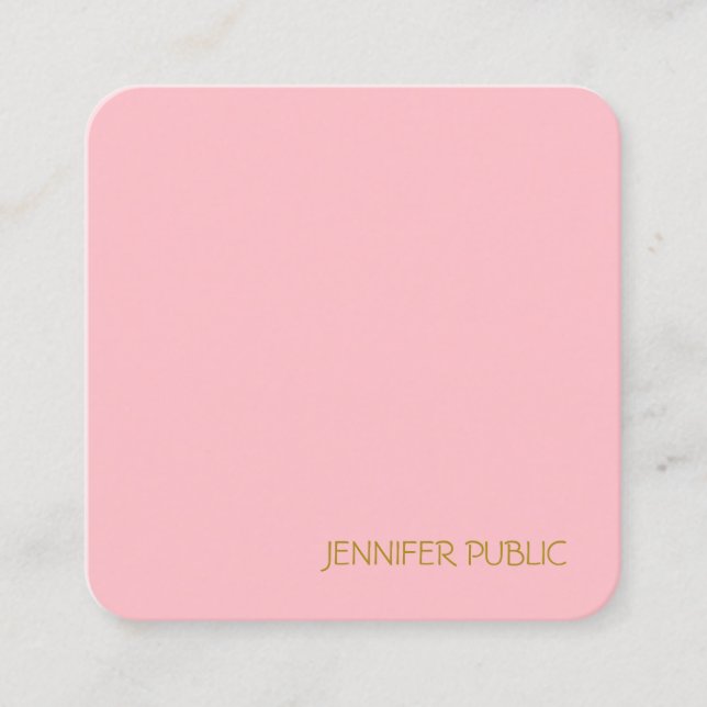Modern Trendy Blush Pink Professional Elegant Square Business Card (Front)