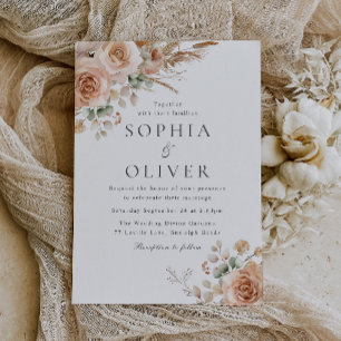 Modern Trendy Boho Floral Wedding Invitation