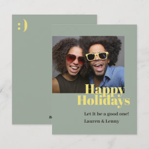 Modern Trendy Bold Bright Happy Script Photo Holiday Card