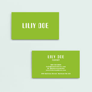 Modern Trendy Bold Green Unique Typography  Business Card