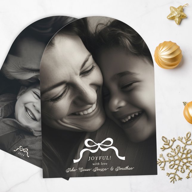 modern trendy bow 2 photo christmas arch cards (Creator Uploaded)