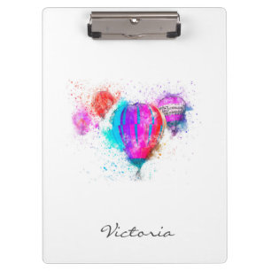 Modern Trendy Bright Balloon. Add Your Name Clipboard