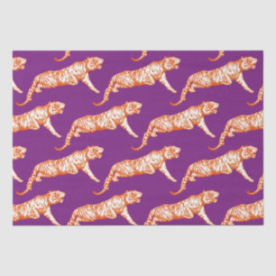 Modern Trendy Bright Orange Tiger on Purple Tissue Paper