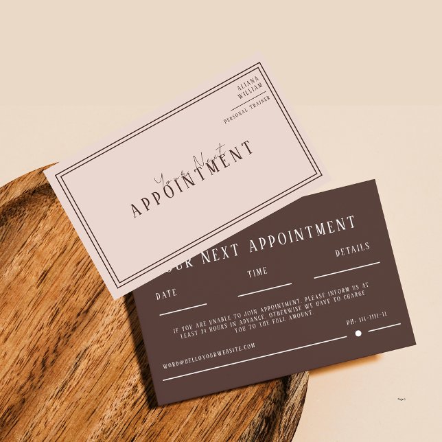 Modern Trendy Brown Personal Trainer Fitness  Appointment Card (Creator Uploaded)