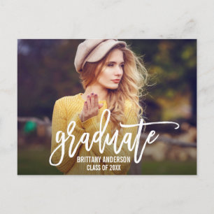 Modern Trendy Brush Script Graduation Announcement