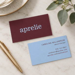 Modern Trendy Burgundy Blue Creative Professional Business Card