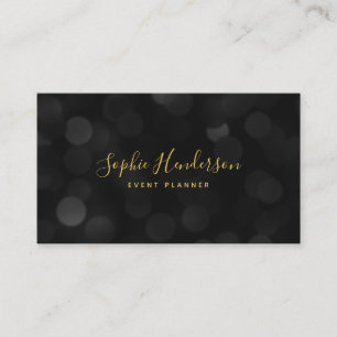 Modern Trendy Calligraphy Dark Bokeh Lights Business Card