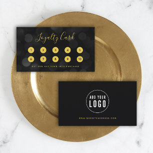 Modern Trendy Calligraphy Dark Bokeh Lights Loyalty Card