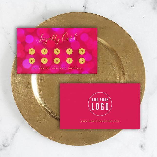 Modern Trendy Calligraphy Pink Bokeh Lights Loyalty Card (Creator Uploaded)