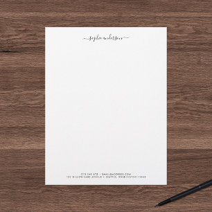 Modern Trendy Calligraphy Script Personalised Custom Letterhead