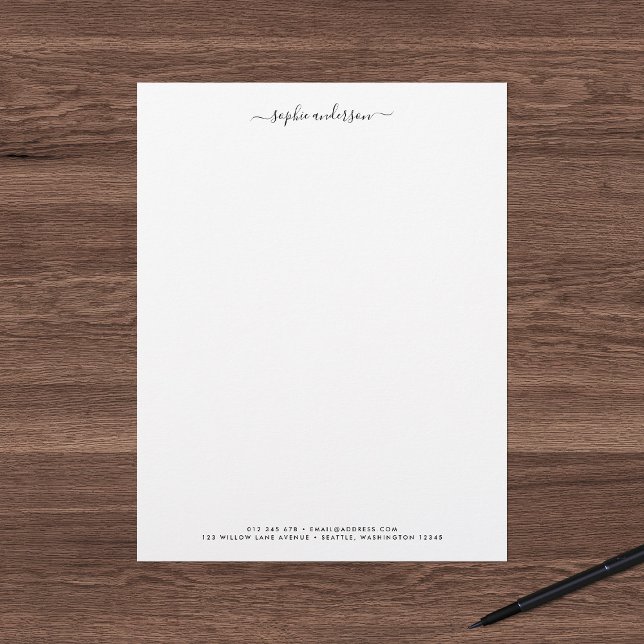 Modern Trendy Calligraphy Script Personalised Custom Letterhead (Creator Uploaded)