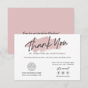 Modern trendy calligraphy small business thank you card