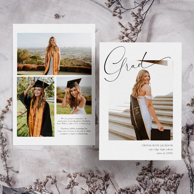 Modern Trendy Casual 4 Photo Graduation Announcement (Creator Uploaded)
