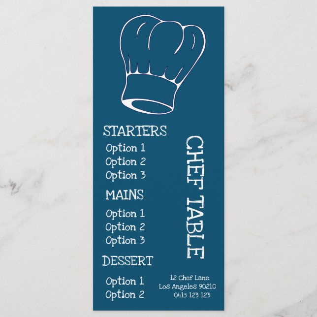 Modern trendy chef hat restaurant dinner menu (Front)