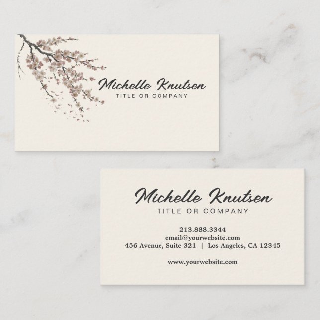 Modern Trendy Cherry Blossom Tree Branch           Business Card (Front/Back)